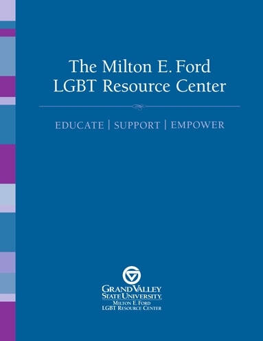Naming ceremony booklet cover reads "the Milton E. Ford LGBT Resource Center: Educate, Support, Empower"
